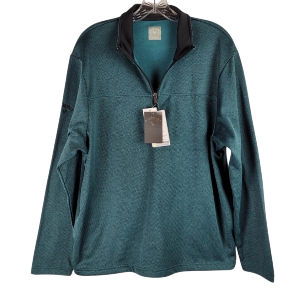 NEW Callaway Dark Teal 1/4 Zip Fleece Golf Weather Series Mens Pullover Medium
